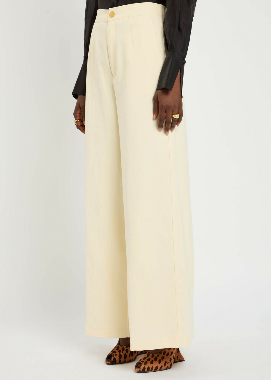 Forte_forte Cotton-blend Trousers Cream