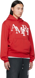 AMIRI Red 'AMIRI Staggered' Hoodie