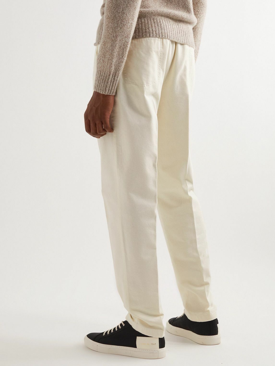 Straight-Leg Pleated Cotton Trousers