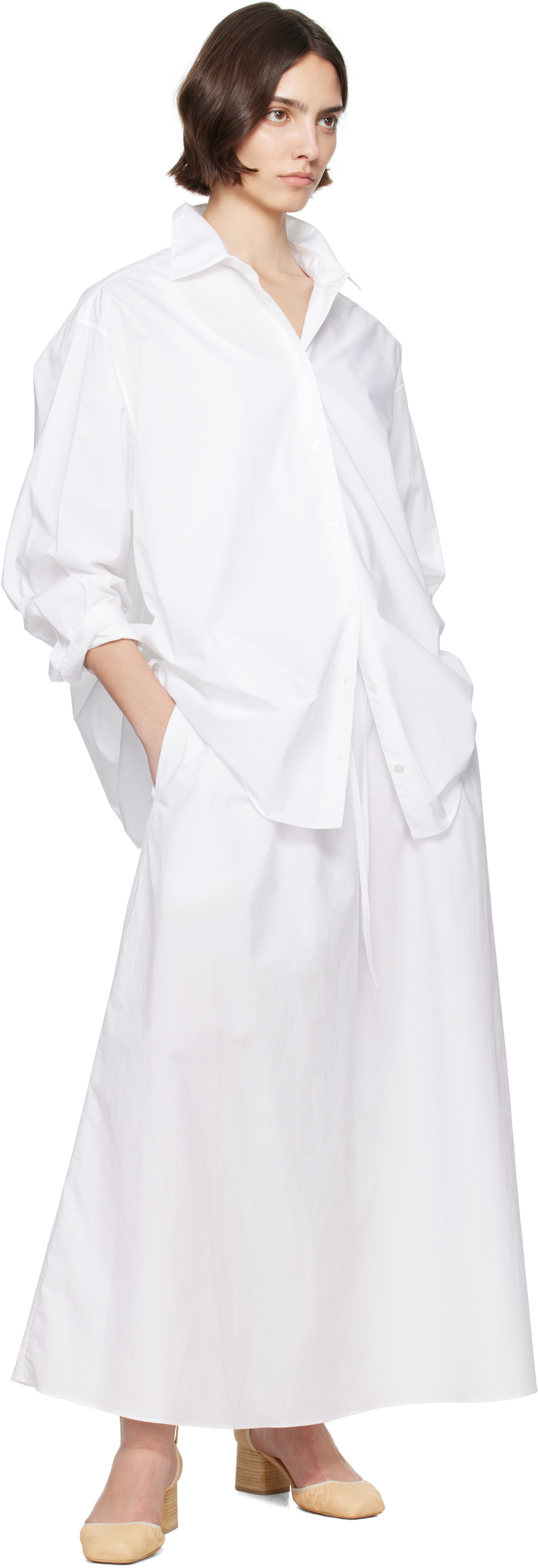 Matteau White Drawcord Maxi Skirt