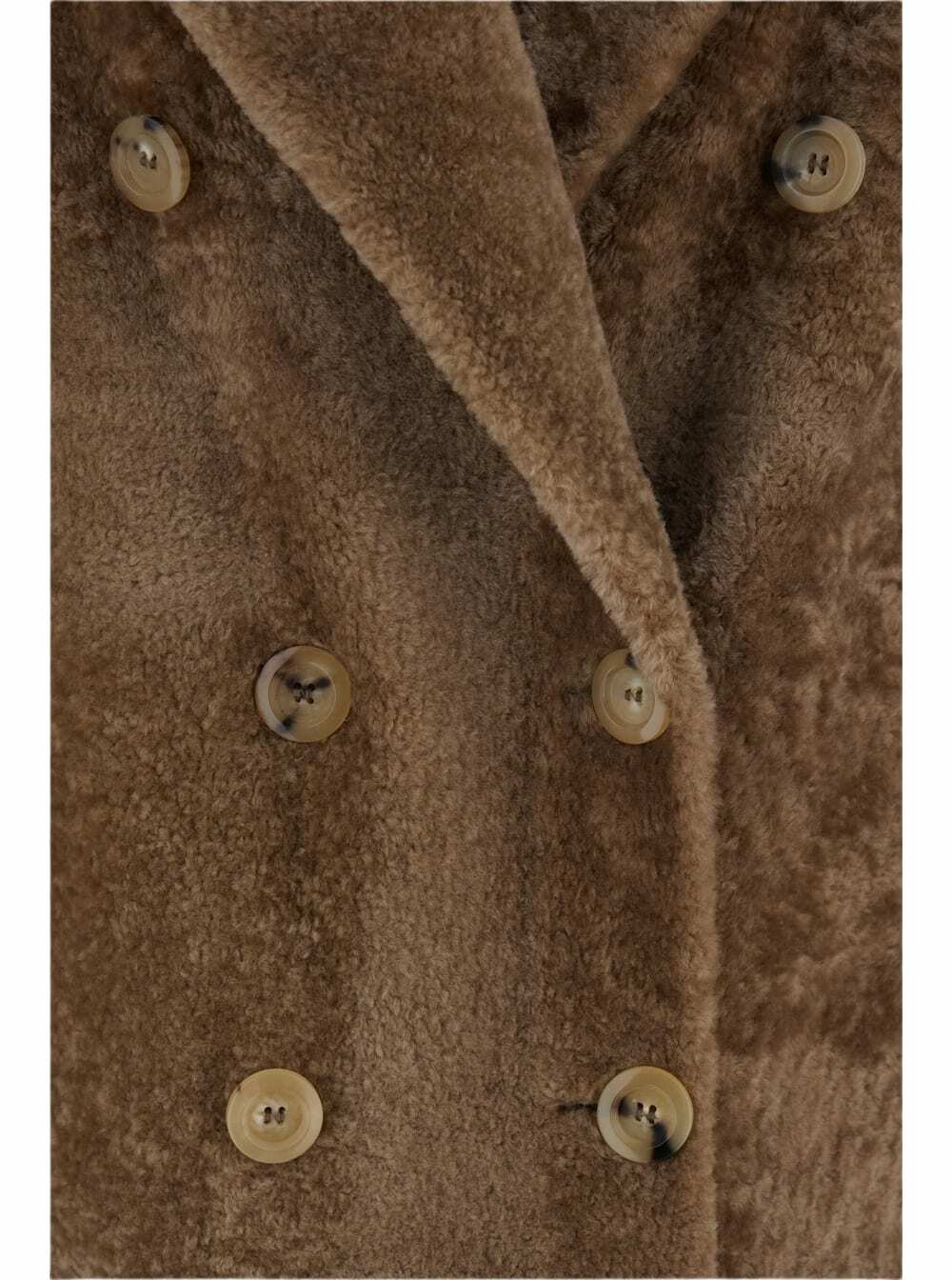 Blancha Brown Double-breasted Shearling Coat With Peak Revers In Fur Woman