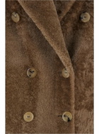 Blancha Brown Double-breasted Shearling Coat With Peak Revers In Fur Woman