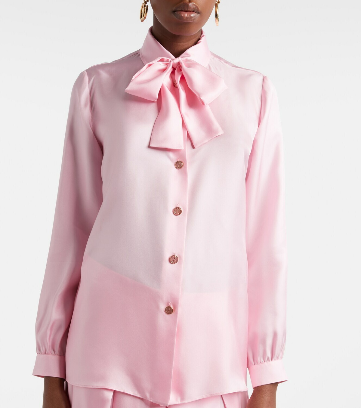 Gucci Tie-neck silk twill blouse