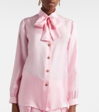 Gucci Tie-neck silk twill blouse