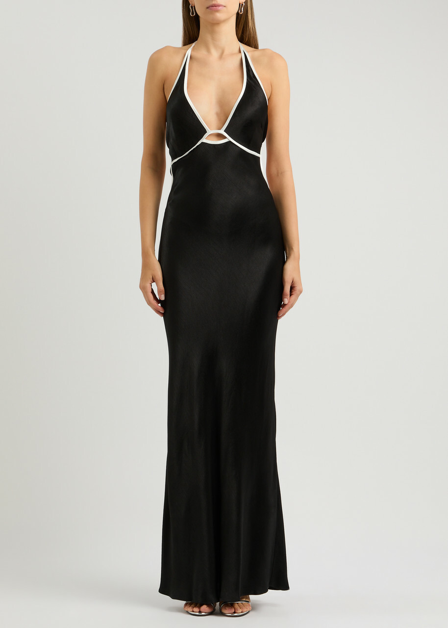 Bec & Bridge Zariah Halterneck Satin Maxi Dress Black BEC + BRIDGE