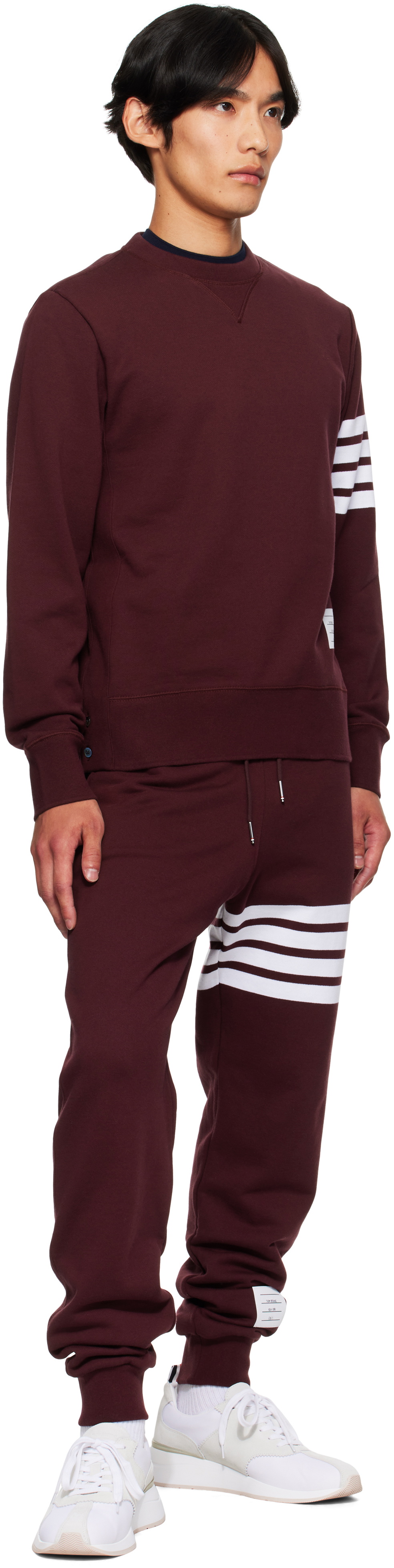 Thom Browne Burgundy Classic Loopback 4-Bar Sweatshirt