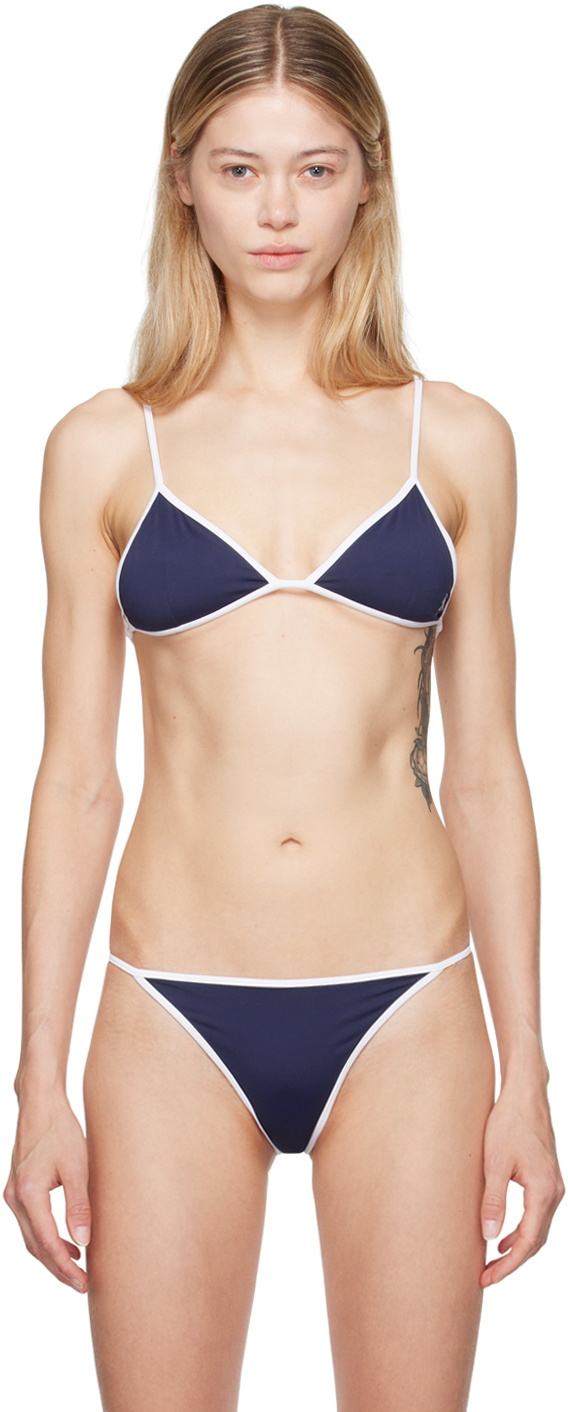 Sporty & Rich Navy & White Kate Bikini Top Sporty & Rich