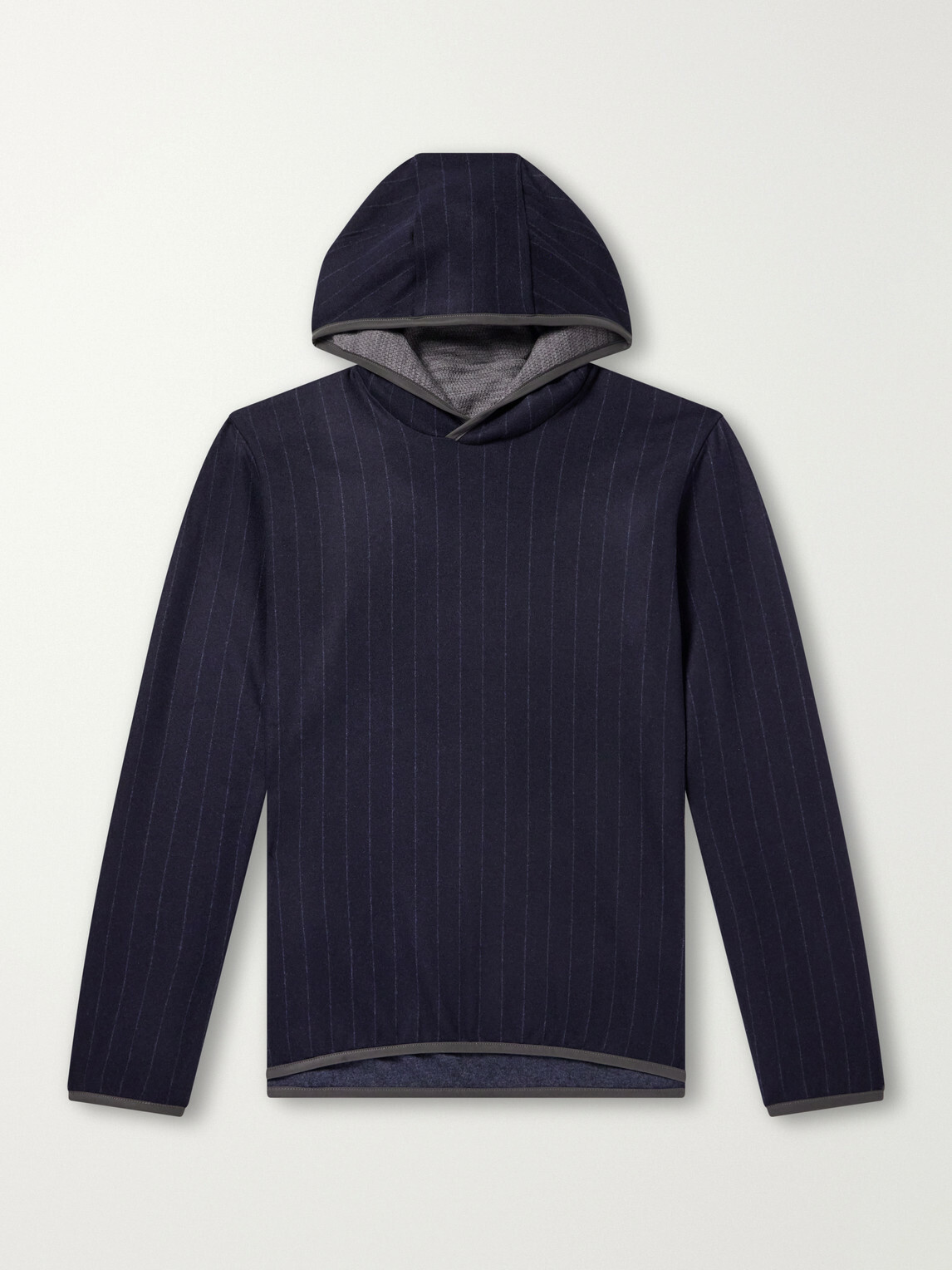 SEASE - Drone Pinstriped Wool-Blend Jersey Hoodie - Blue