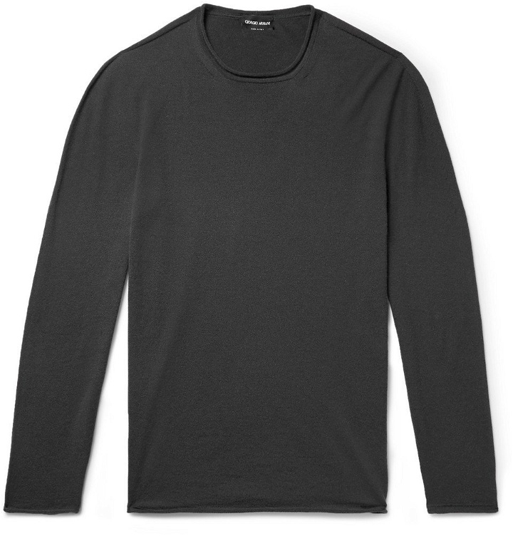Photo: Giorgio Armani - Slim-Fit Cashmere-Blend Sweater - Men - Charcoal