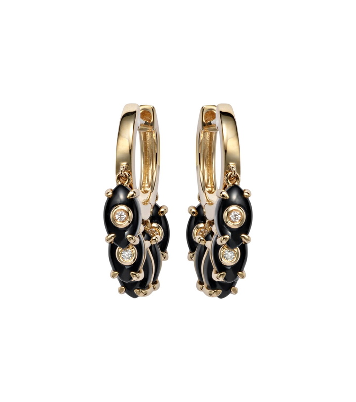 Photo: Sydney Evan 14kt gold (585/1000) hoop earrings with onyx and diamonds