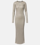 Brunello Cucinelli Monili ribbed-knit lamé maxi dress