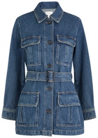 Frame Belted Denim Jacket Blue