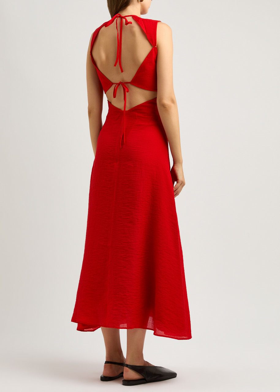 Rejina Pyo Sadie Open-back Midi Dress Red