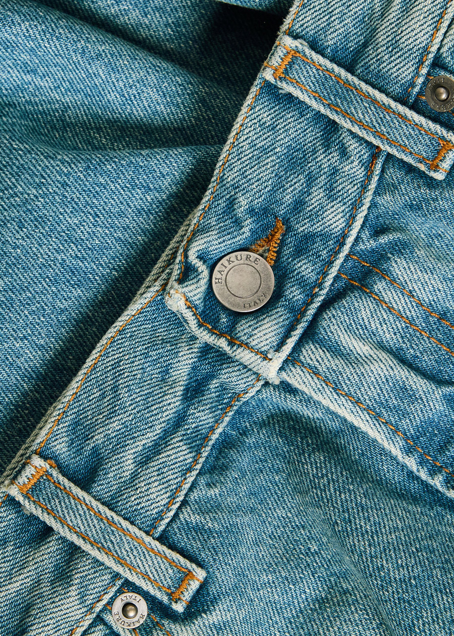 Haikure Korea Straight-leg Jeans Blue