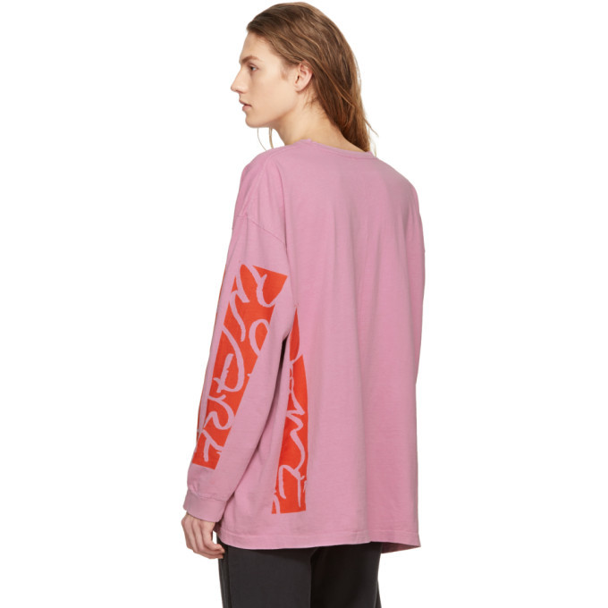 Some Ware SSENSE Exclusive Pink Long Sleeve Side Logo T-Shirt