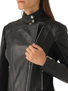 Pinko Changes Chiodo Pelle Bimateriale Jacket