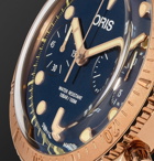 Oris - Carl Brashear Chronograph 43mm Burnished Bronze and Leather Watch - Men - Blue