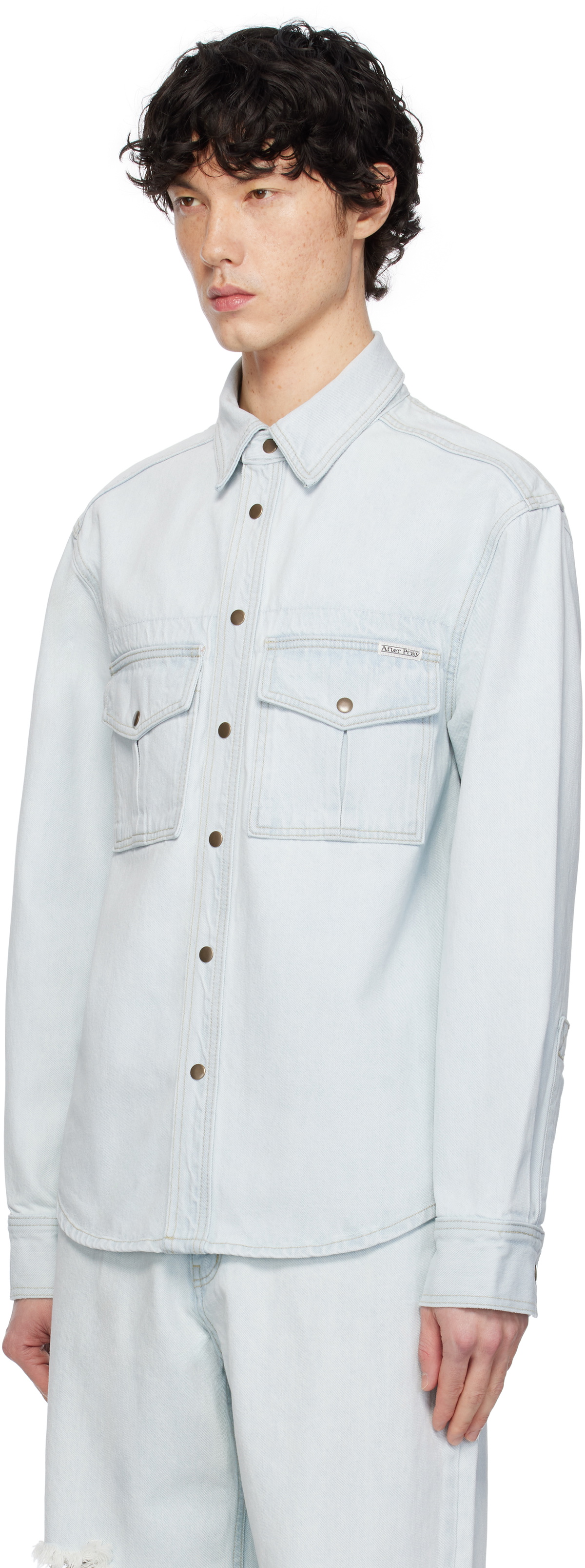 AFTER PRAY Blue Safari Pocket Denim Jacket