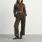Auralee Women's Flannel Two-Tuck Trousers in Dark Brown
