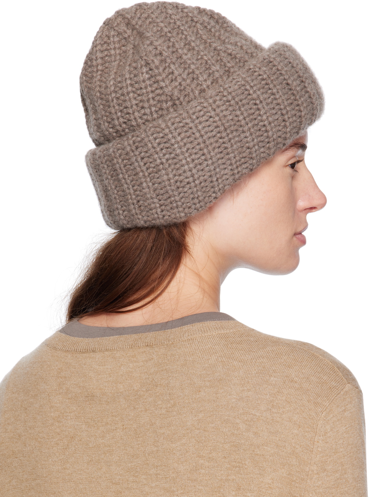 LISA YANG Taupe 'The Beatris' Beanie