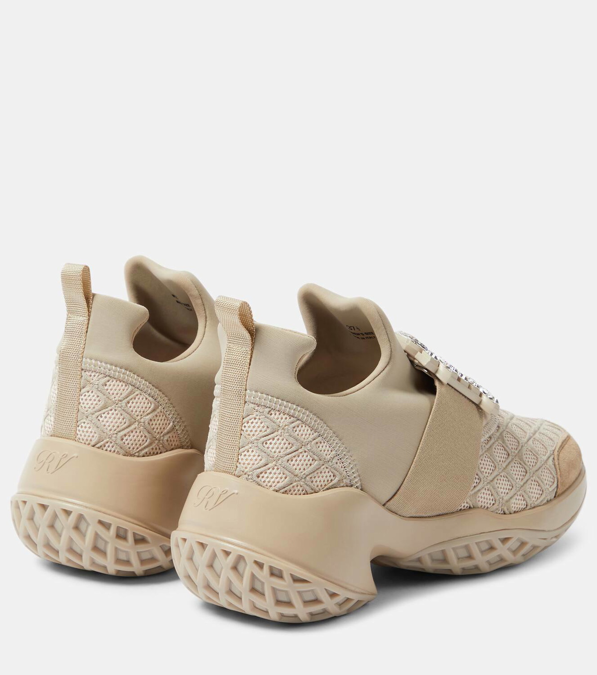 【送料 関税込】Roger Vivier Very Vivier embellished sneakers Very Vivier embellished leather sneakers in white - Roger