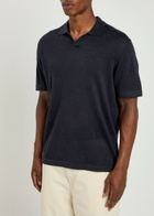 Les Deux Emmanuel Fine-knit Polo Shirt Navy
