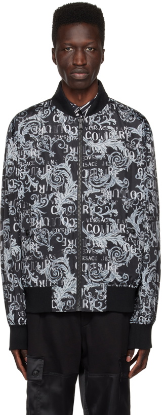 Photo: Versace Jeans Couture Black Print Reversible Bomber Jacket
