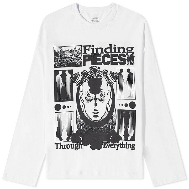 Photo: Homework Men's Long Sleeve Finding Pieces T-Shirt in White