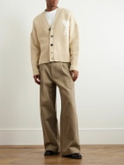 AMI PARIS - Logo-Jacquard Alpaca-Blend Cardigan - Neutrals