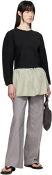AMOMENTO Black Rounded Zip-Up Cardigan