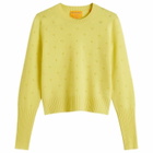 GUEST IN RESIDENCE Women's Shrunken Pointelle Crew Sweater in Lemon