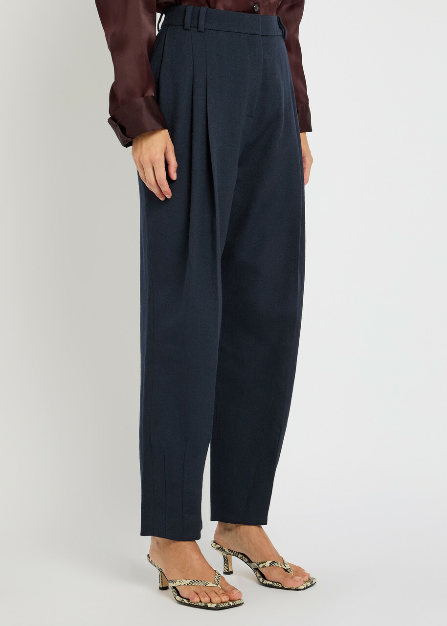 Tove Robena Pleated Wool Trousers Navy