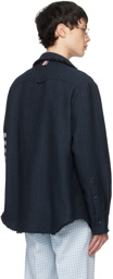 Thom Browne Navy 4-Bar Shirt Jacket