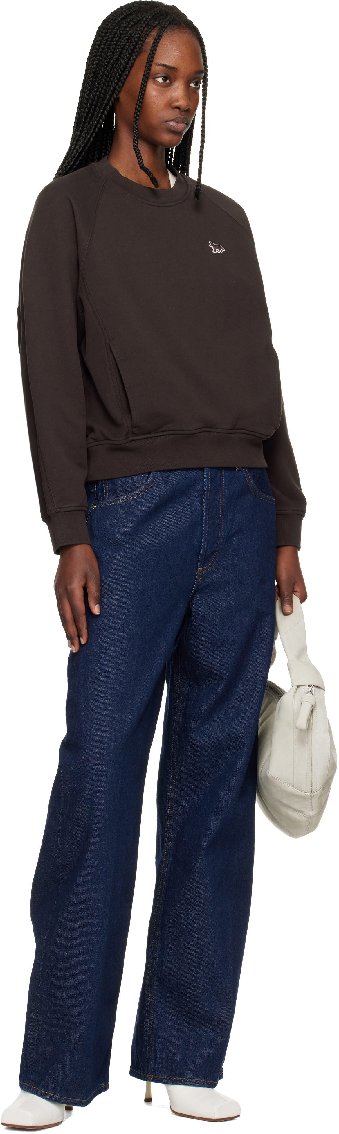 Maison Kitsuné Brown Baby Fox Open Pocket Sweatshirt