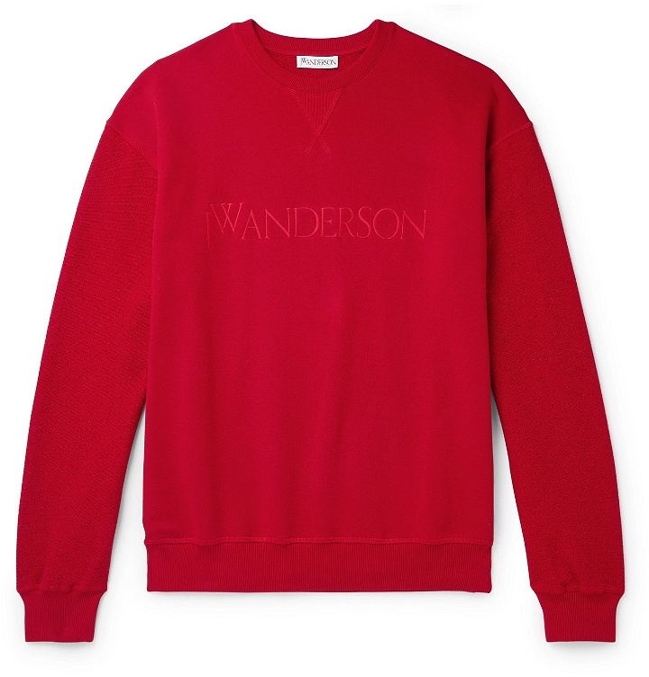 Photo: JW Anderson - Logo-Embroidered Loopback Cotton-Jersey Sweatshirt - Red