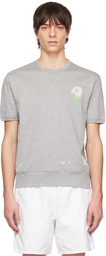 Thom Browne Gray Printed Flower & Petals T-Shirt