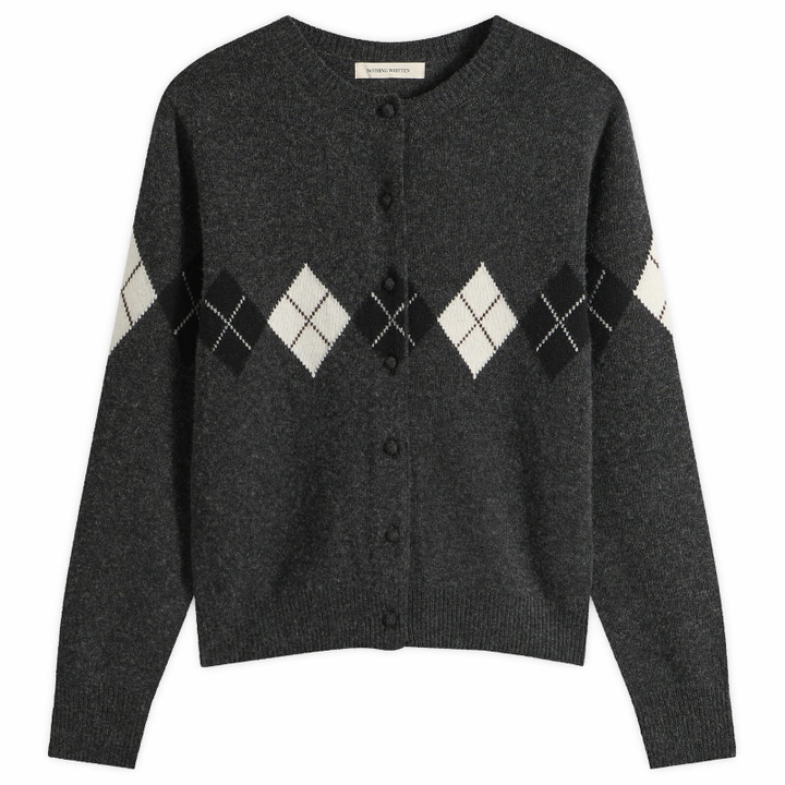 Photo: Nothing Written Women's Heritage Argyle Knit Cardigan in Dark Gray