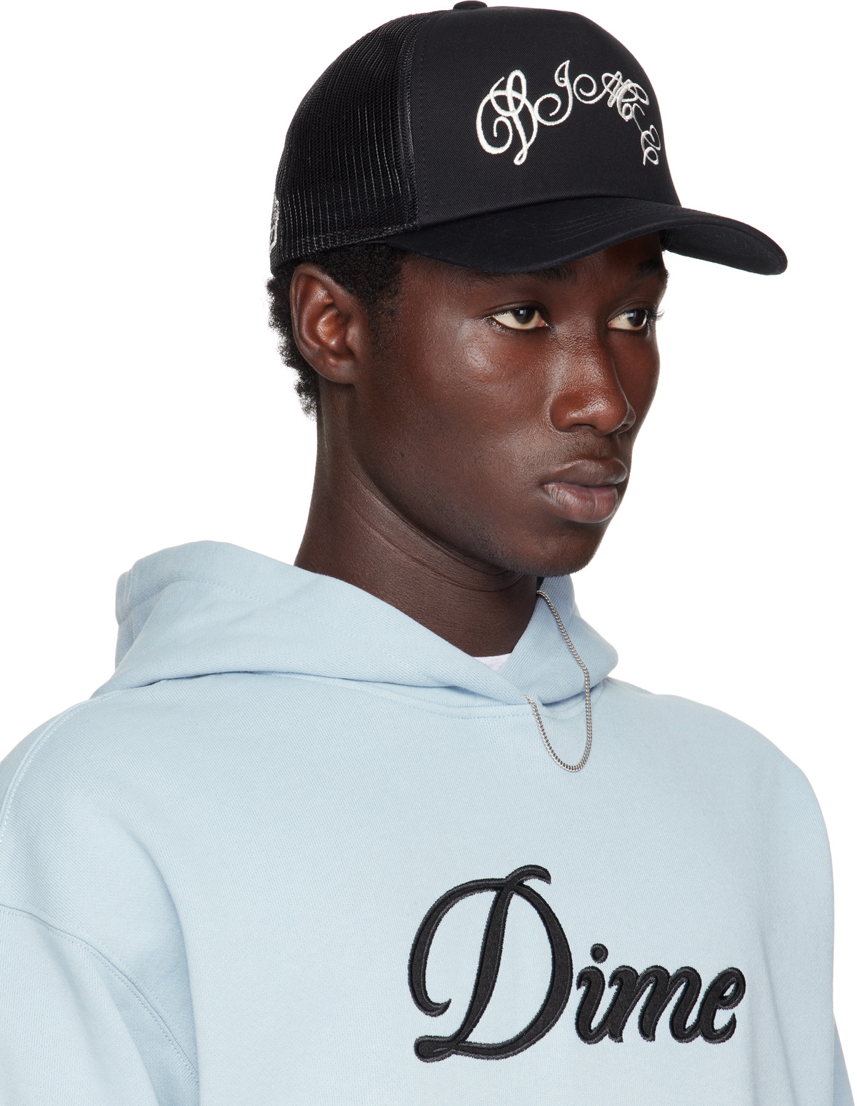 Dime Black Embroidered Fighter Trucker Cap Dime