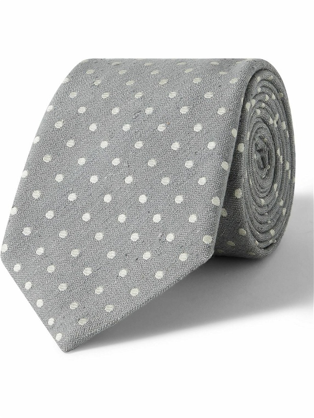 Photo: Canali - 8cm Polka-Dot Slub Silk-Jacquard Tie