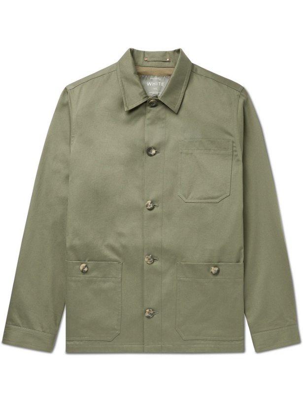 Photo: PRIVATE WHITE V.C. - The Mayfair Convertible-Collar Brushed Cotton-Twill Shirt Jacket - Green - S
