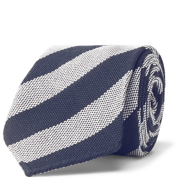 Photo: Thom Sweeney - 7.5cm Striped Cotton and Silk-Blend Tie - Blue