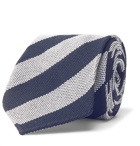 Thom Sweeney - 7.5cm Striped Cotton and Silk-Blend Tie - Blue