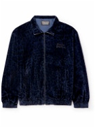 Wacko Maria - Embroidered Leopard-Print Cotton-Velvet Track Jacket - Blue