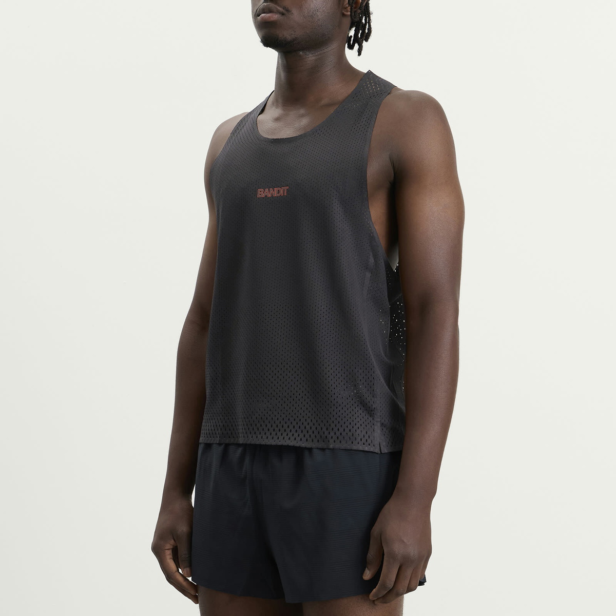 Bandit Men's Open Mesh Gradient Cut Race Singlet in Black