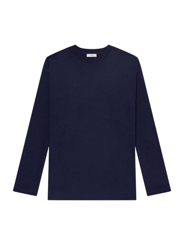 Photo: ATON - Wool Long-Sleeved T-Shirt - Blue