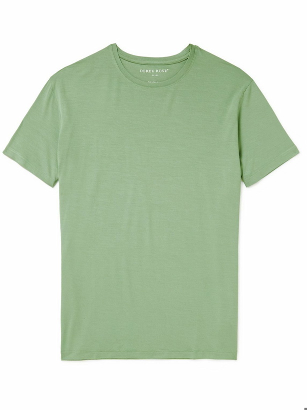 Photo: Derek Rose - Basel Stretch-Micro Modal Jersey T-Shirt - Green