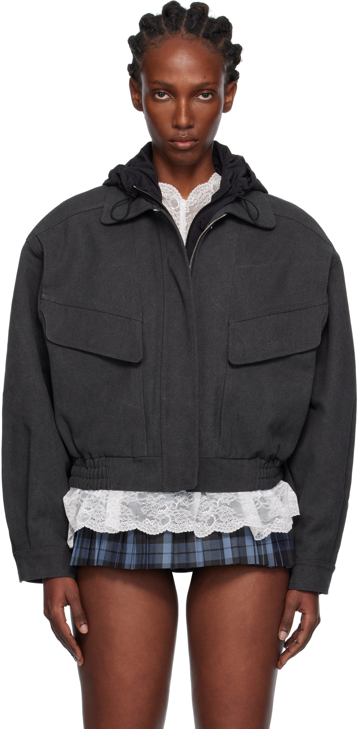 Pushbutton Black Hooded Jacket