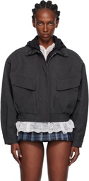Pushbutton Black Hooded Jacket