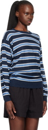 Nothing Written Blue Stripe Round Pullover Sweater