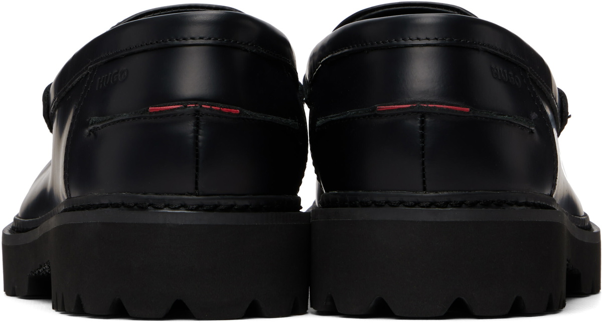 Hugo Black Embossed-Logo Loafers